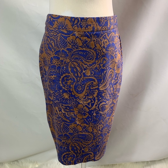 Blue and Brown Ann Taylor Loft Pencil Skirt - Picture 4 of 6
